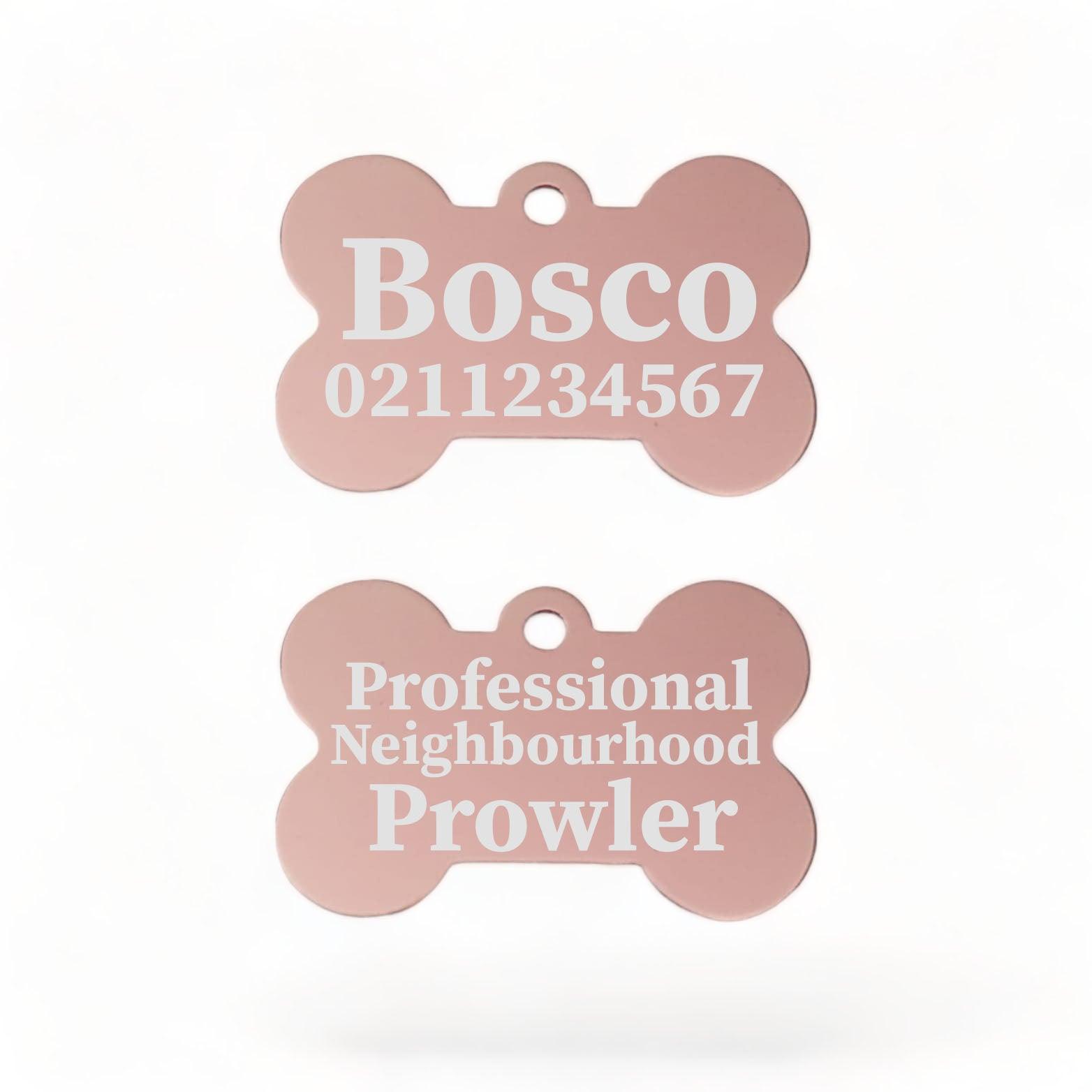 ⭐️Allpaws⭐️ - Professional Neighbourhood Prowler | Bone Aluminium | Dog ID Pet Tag - LightPink