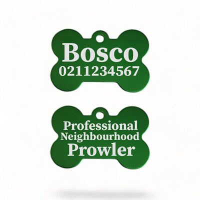 ⭐️Allpaws⭐️ - Professional Neighbourhood Prowler | Bone Aluminium | Dog ID Pet Tag - MediumSpringGreen