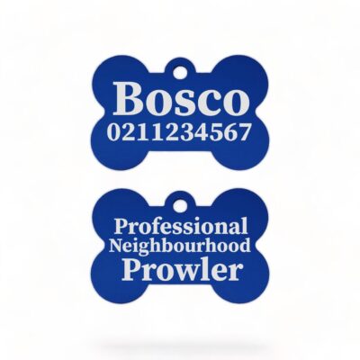 ⭐️Allpaws⭐️ - Professional Neighbourhood Prowler | Bone Aluminium | Dog ID Pet Tag - RoyalBlue
