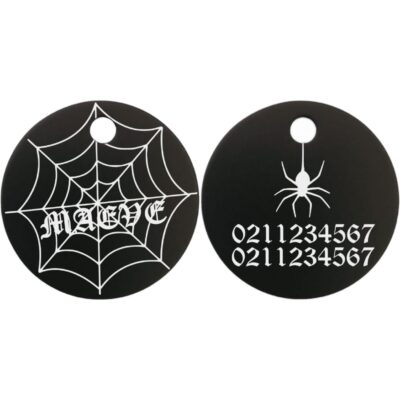 ⭐️Allpaws⭐️ - Spiders Web Round Aluminum Cat & Dog ID Pet Tag - Black / Small (Cat)