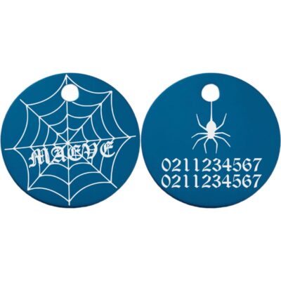 ⭐️Allpaws⭐️ - Spiders Web Round Aluminum Cat & Dog ID Pet Tag - DodgerBlue / Small (Cat)