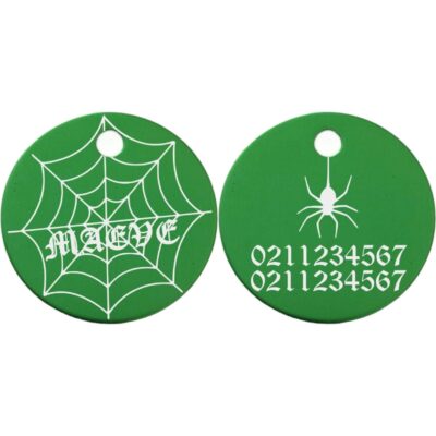 ⭐️Allpaws⭐️ - Spiders Web Round Aluminum Cat & Dog ID Pet Tag - Green / Small (Cat)