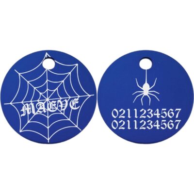 ⭐️Allpaws⭐️ - Spiders Web Round Aluminum Cat & Dog ID Pet Tag - RoyalBlue / Small (Cat)