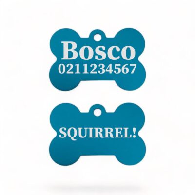 ⭐️Allpaws⭐️ - Squirrel! Funny | Bone Aluminium | Dog ID Pet Tag - DodgerBlue