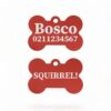 ⭐️Allpaws⭐️ - Squirrel! Funny | Bone Aluminium | Dog ID Pet Tag - Firebrick