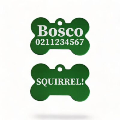 ⭐️Allpaws⭐️ - Squirrel! Funny | Bone Aluminium | Dog ID Pet Tag - MediumSpringGreen
