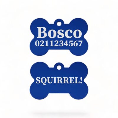 ⭐️Allpaws⭐️ - Squirrel! Funny | Bone Aluminium | Dog ID Pet Tag - RoyalBlue