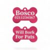 ⭐️Allpaws⭐️ - Will Bork For Pats | Bone Aluminium | Dog ID Pet Tag - DeepPink
