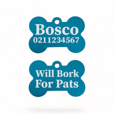 ⭐️Allpaws⭐️ - Will Bork For Pats | Bone Aluminium | Dog ID Pet Tag - DodgerBlue