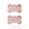 ⭐️Allpaws⭐️ - Will Bork For Pats | Bone Aluminium | Dog ID Pet Tag - LightPink