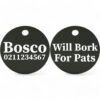 ⭐️Allpaws⭐️ - Will Bork For Pats | Round Aluminium | Dog ID Pet Tag - Black