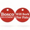 ⭐️Allpaws⭐️ - Will Bork For Pats | Round Aluminium | Dog ID Pet Tag - FireBrick