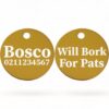 ⭐️Allpaws⭐️ - Will Bork For Pats | Round Aluminium | Dog ID Pet Tag - Gold