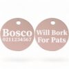 ⭐️Allpaws⭐️ - Will Bork For Pats | Round Aluminium | Dog ID Pet Tag - LightPink
