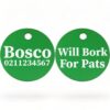 ⭐️Allpaws⭐️ - Will Bork For Pats | Round Aluminium | Dog ID Pet Tag - MediumSpringGreen