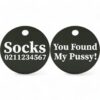 ⭐️Allpaws⭐️ - You Found My Pussy! | Round Aluminium | Cat & Kitten ID Pet Tag - Black