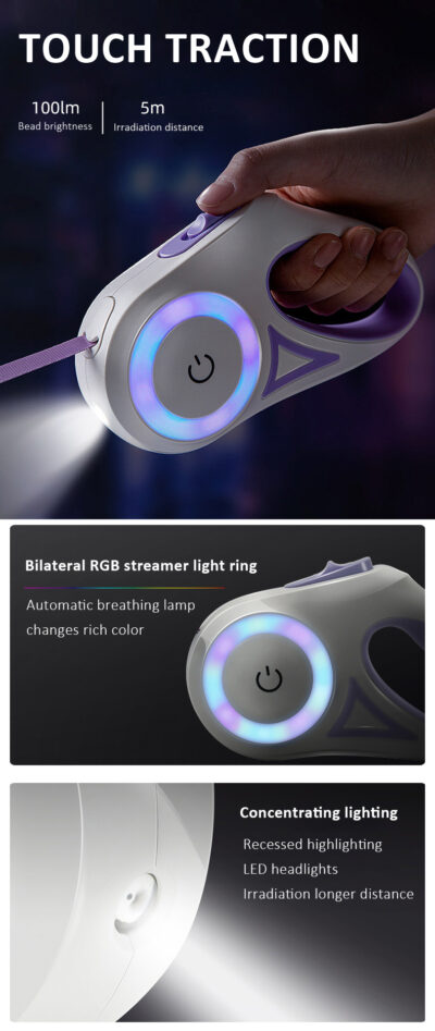 Touch light automatic traction rope